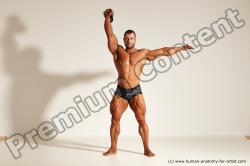 Underwear Gymnastic poses Man White Standing poses - ALL Muscular Short Brown Standing poses - simple Dynamic poses Academic